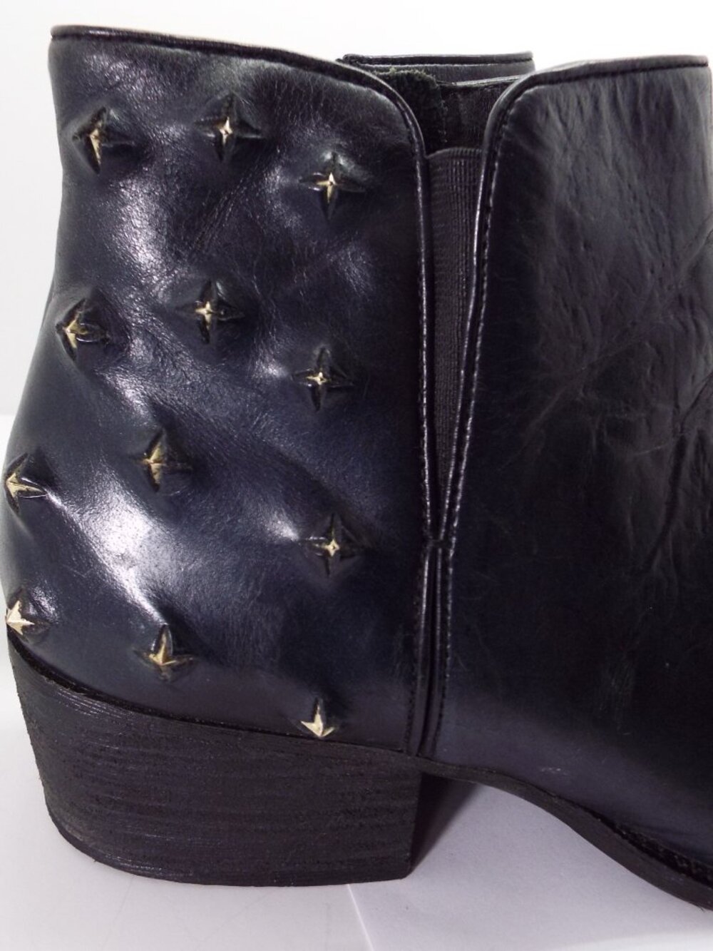 Elliot Lucca Black Leather Women's Studded Boots Size 8.5 - Picture 5 of 9